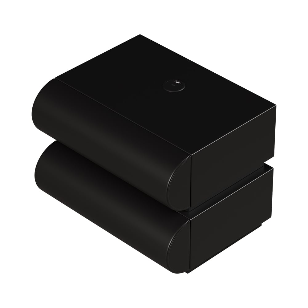 Humply Modern Black Leather Smart Nightstand with Wireless Charger Drawers Bedside Table - 