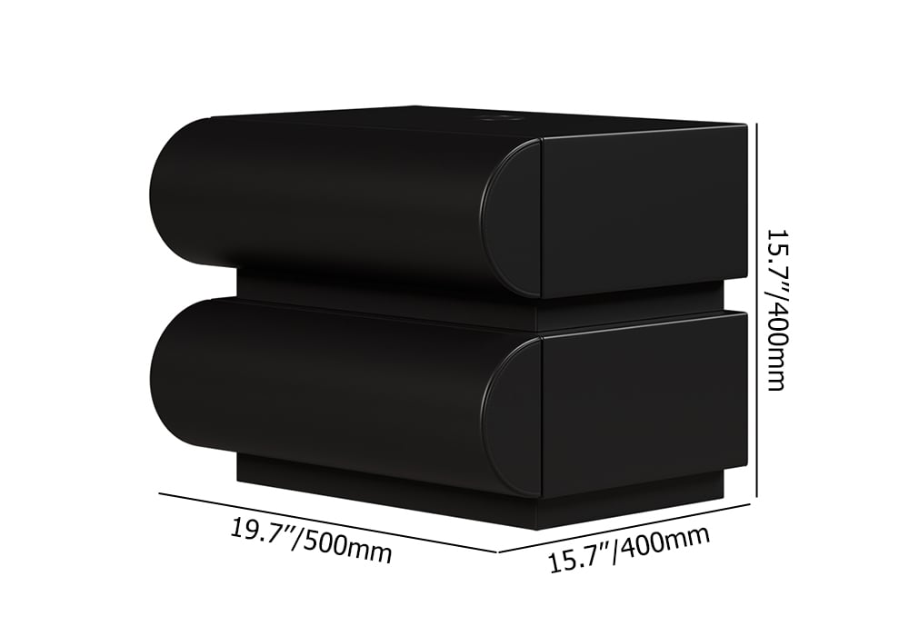 Humply Modern Black Leather Smart Nightstand with Wireless Charger Drawers Bedside Table - 