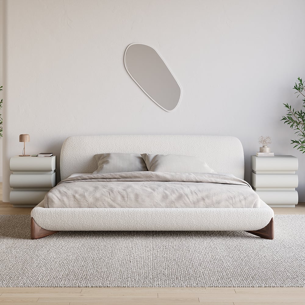 Humply Modern Light Gray Smart 3 Drawers Nightstand with Wireless Charger Bedside Table - 