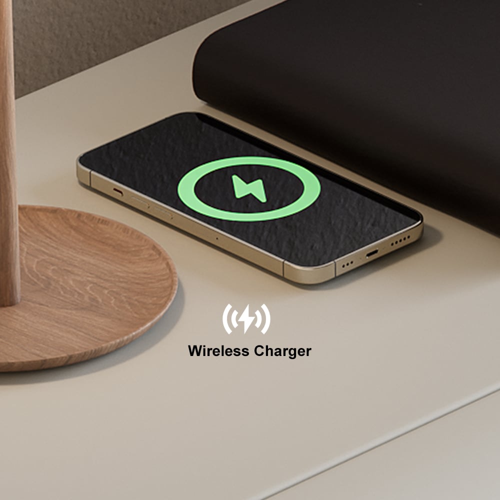 Humply Modern Light Gray Smart 3 Drawers Nightstand with Wireless Charger Bedside Table - 