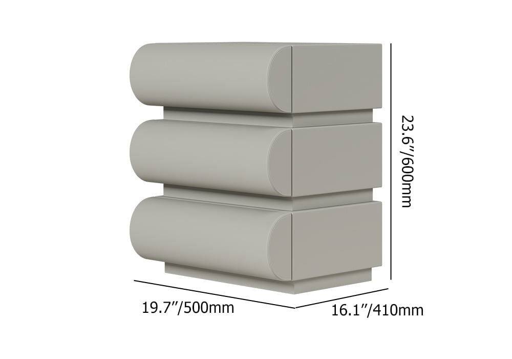 Humply Modern Light Gray Smart 3 Drawers Nightstand with Wireless Charger Bedside Table - 