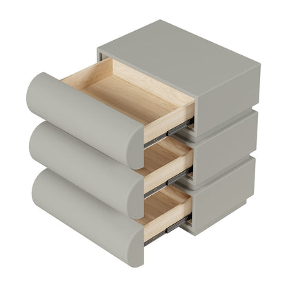 Humply Modern Light Gray Smart 3 Drawers Nightstand with Wireless Charger Bedside Table - 