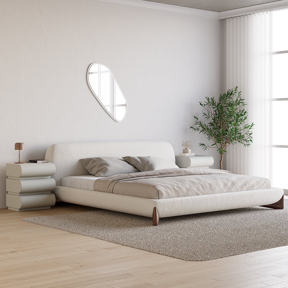 Humply Modern Light Gray Smart 3 Drawers Nightstand with Wireless Charger Bedside Table - 