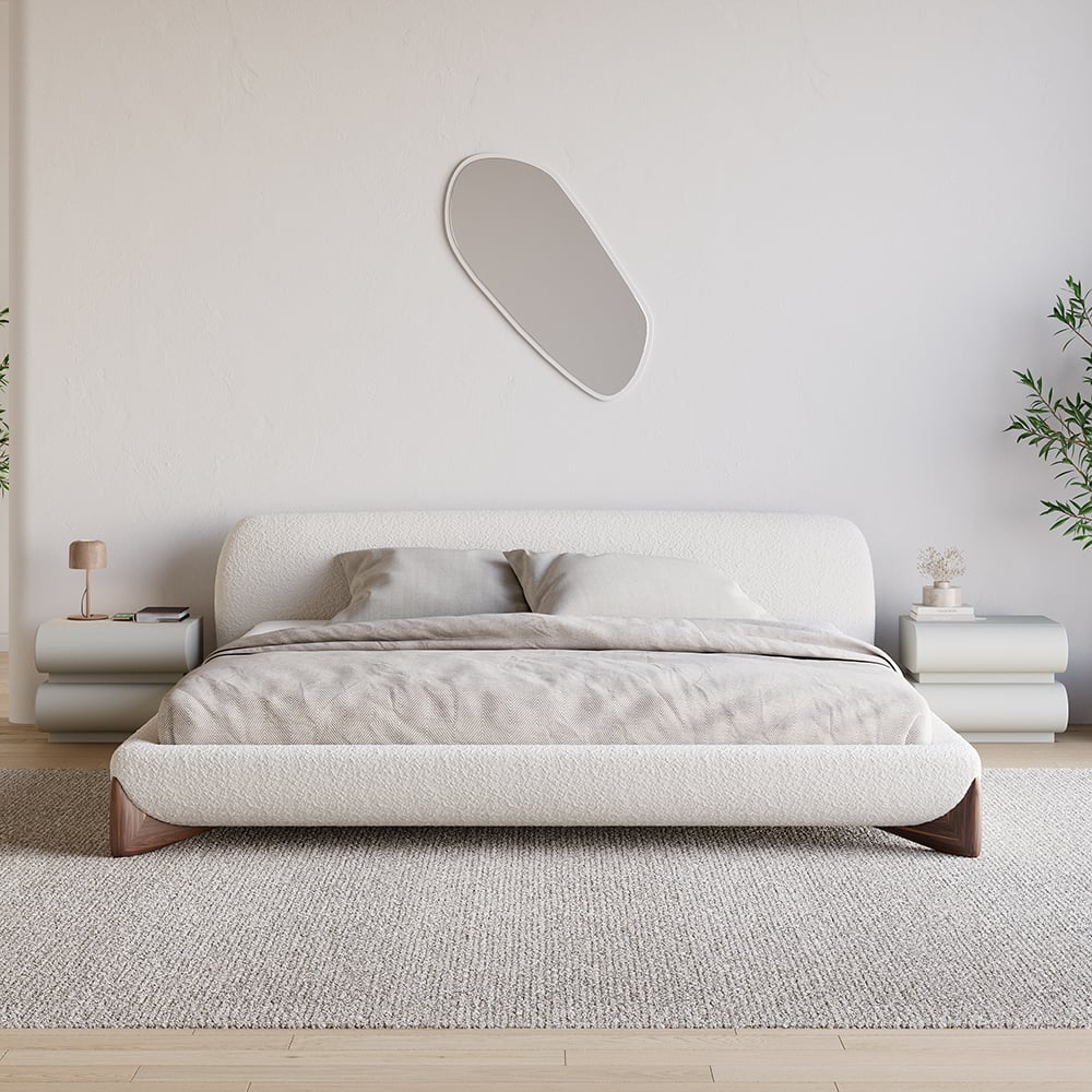 Humply Modern Light Gray Smart Nightstand with Wireless Charger Drawers Bedside Table - 