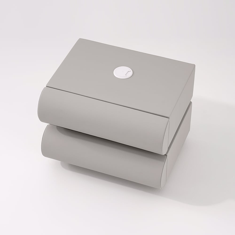 Humply Modern Light Gray Smart Nightstand with Wireless Charger Drawers Bedside Table - 