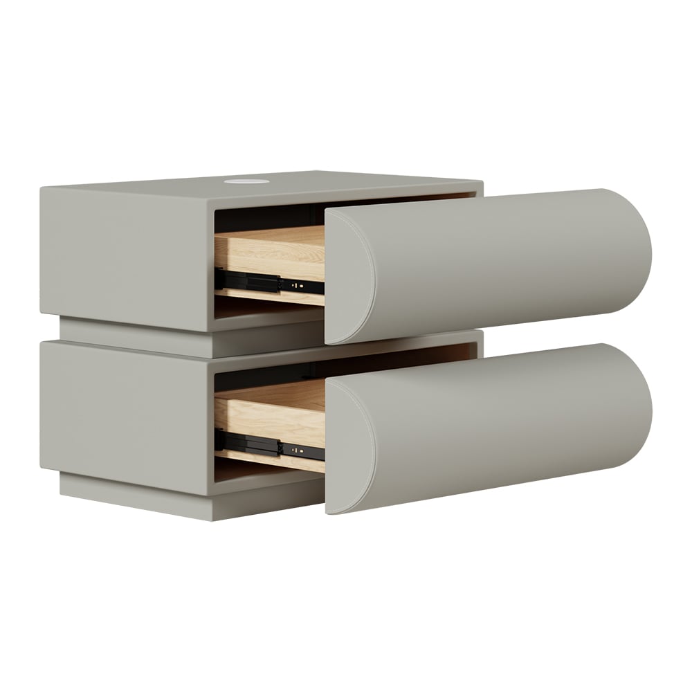 Humply Modern Light Gray Smart Nightstand with Wireless Charger Drawers Bedside Table - 