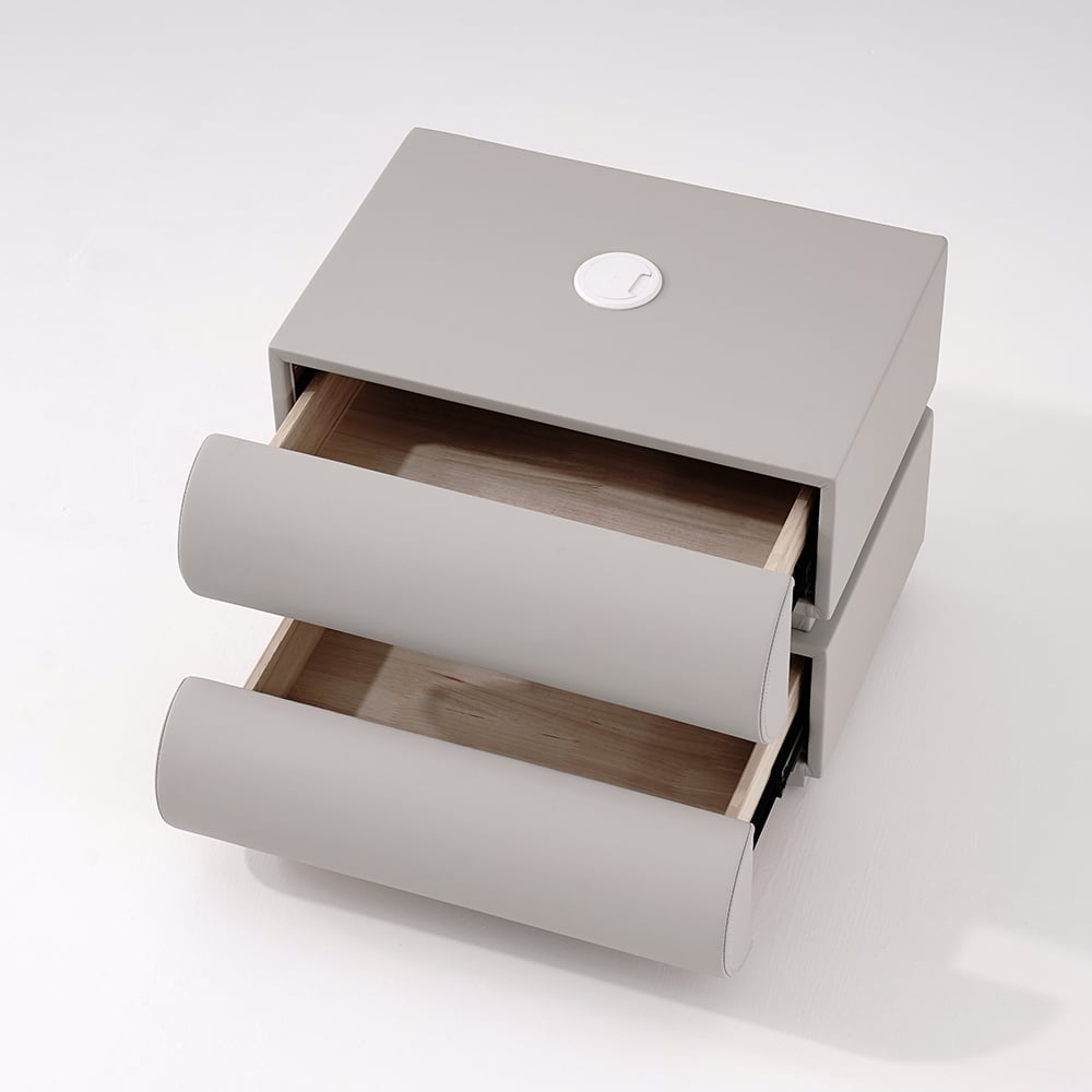 Humply Modern Light Gray Smart Nightstand with Wireless Charger Drawers Bedside Table - 