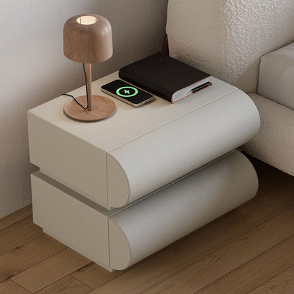 Humply Modern Light Gray Smart Nightstand with Wireless Charger Drawers Bedside Table - 