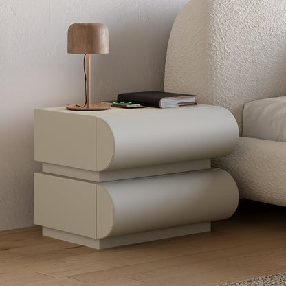 Humply Modern Light Gray Smart Nightstand with Wireless Charger Drawers Bedside Table - Homary