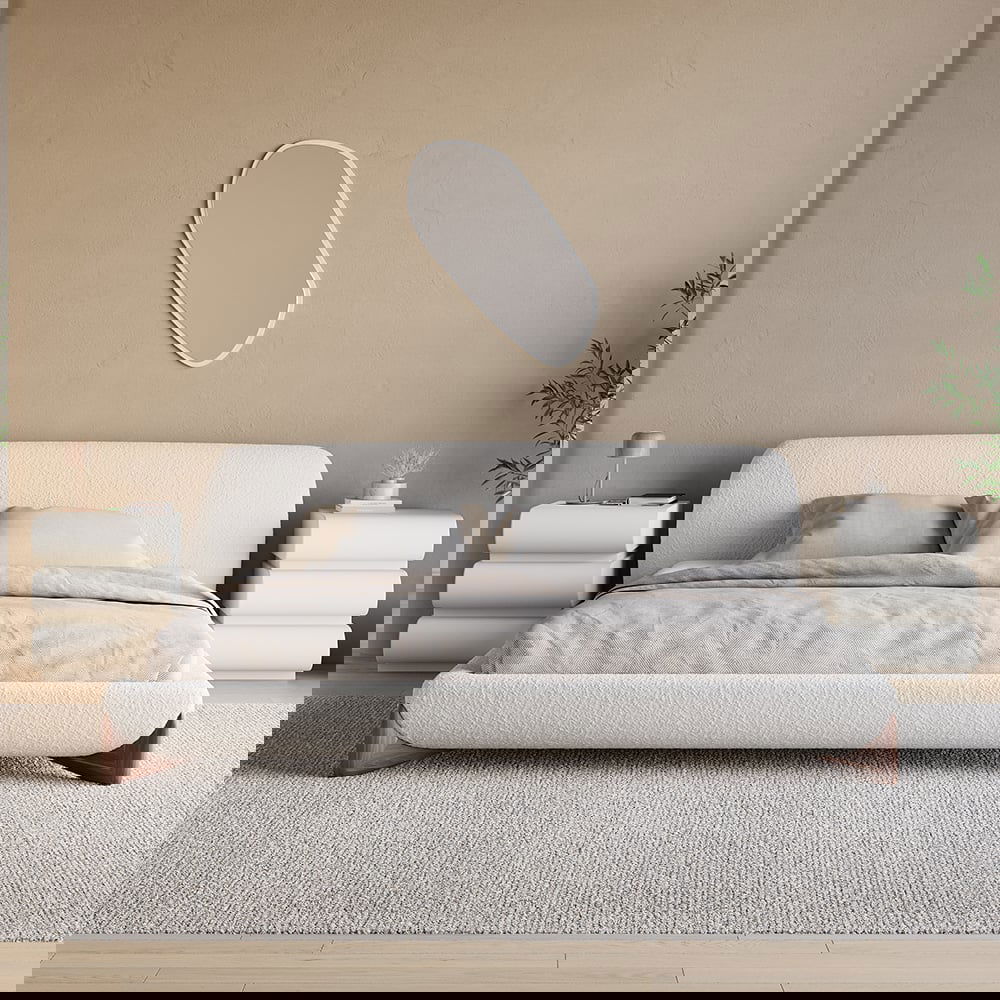 Humply Modern White Leather Smart Nightstand with Wireless Charger Drawers Bedside Table - 