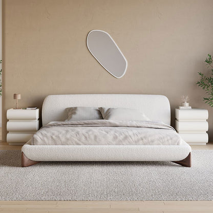 Humply Modern White Leather Smart Nightstand with Wireless Charger Drawers Bedside Table - 