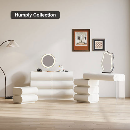 Humply Modern White Leather Smart Nightstand with Wireless Charger Drawers Bedside Table - 