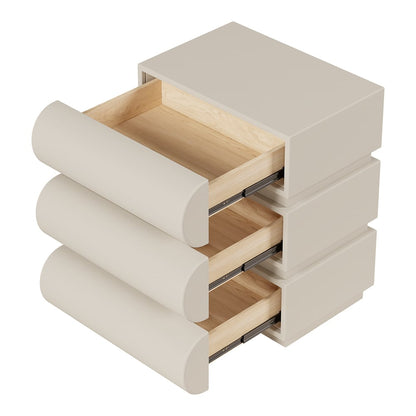 Humply Modern White Leather Smart Nightstand with Wireless Charger Drawers Bedside Table - 