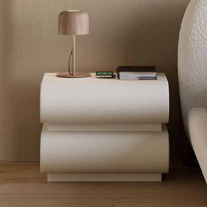 Humply Modern White Leather Smart Nightstand with Wireless Charger Drawers Bedside Table - 