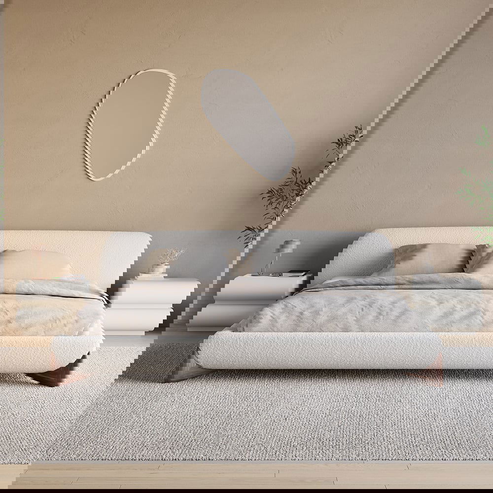 Humply Modern White Leather Smart Nightstand with Wireless Charger Drawers Bedside Table - 