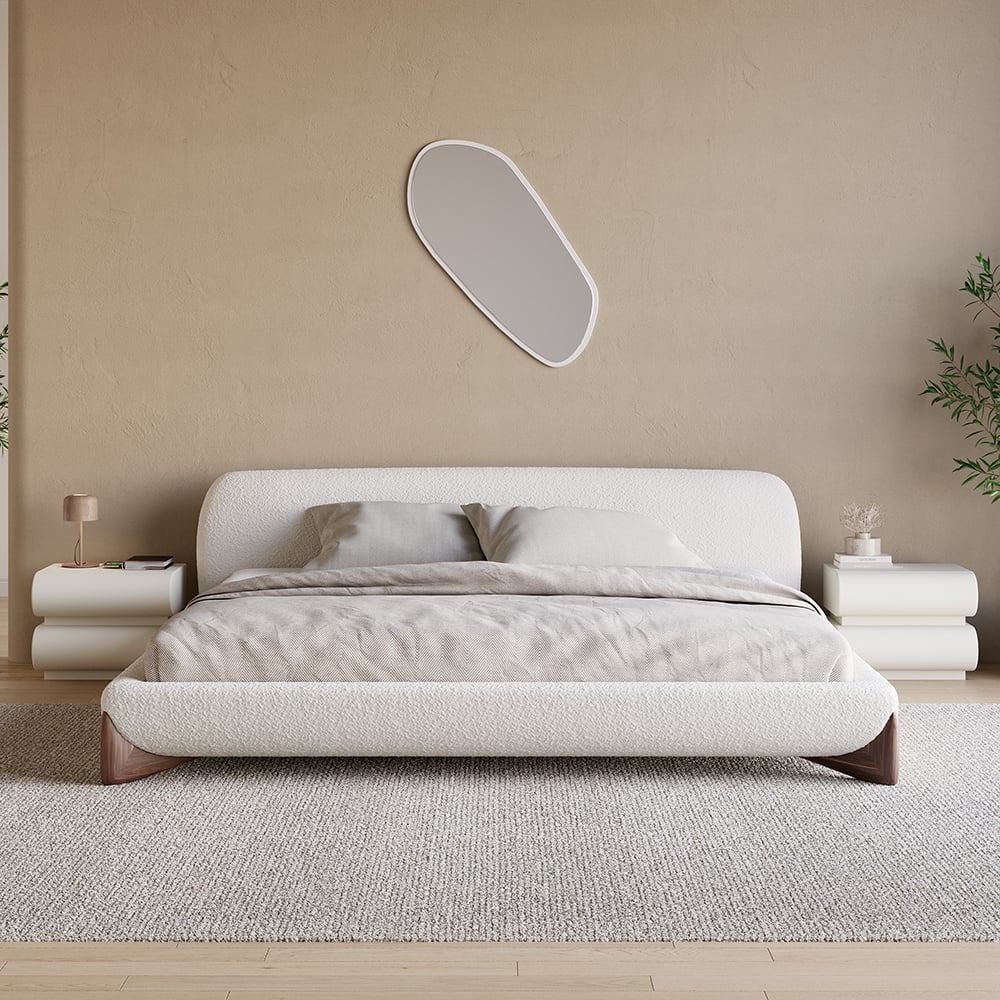 Humply Modern White Leather Smart Nightstand with Wireless Charger Drawers Bedside Table - 