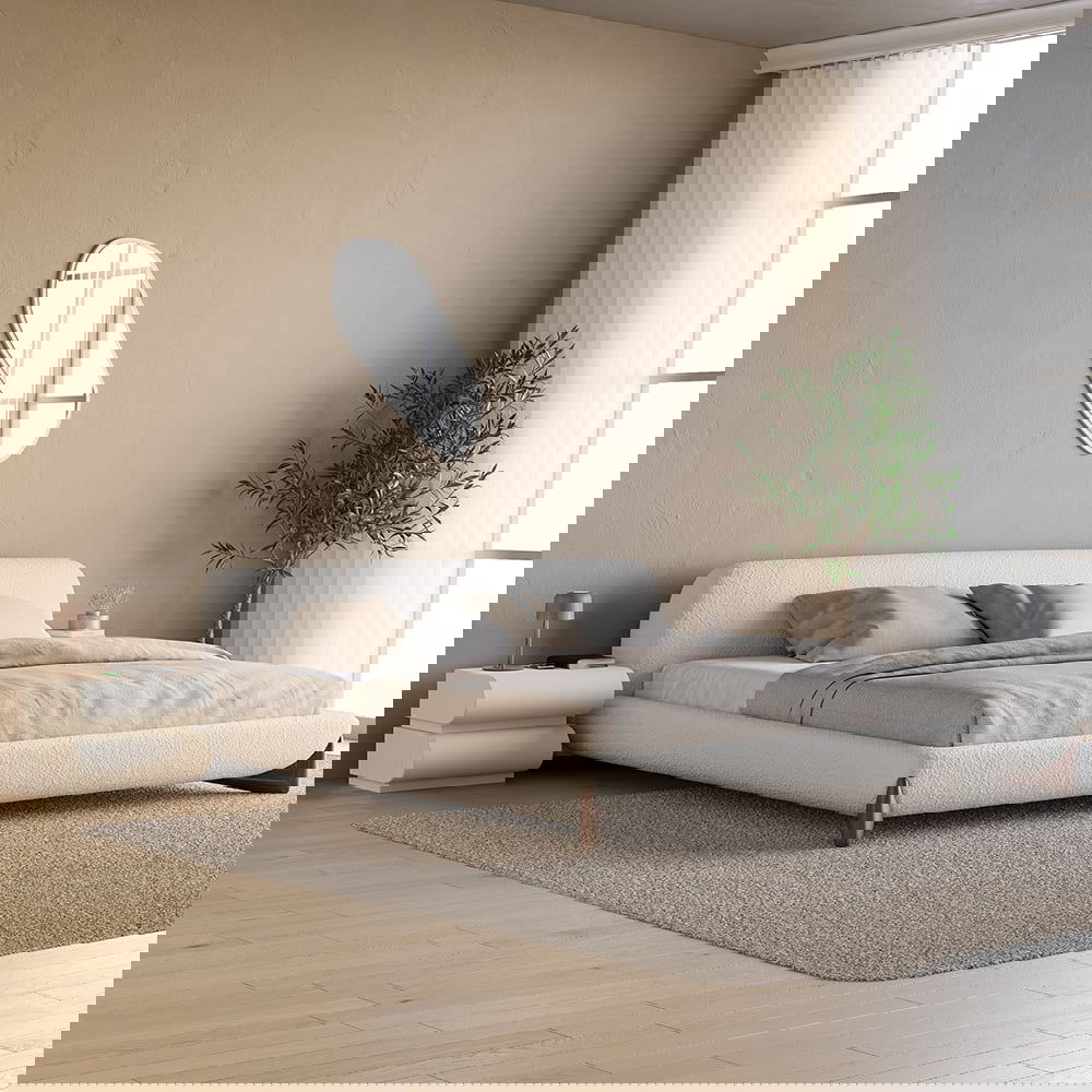 Humply Modern White Leather Smart Nightstand with Wireless Charger Drawers Bedside Table - 