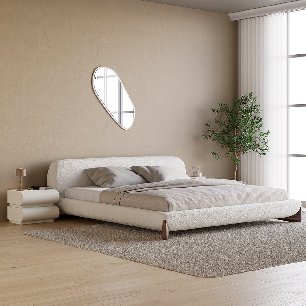 Humply Modern White Leather Smart Nightstand with Wireless Charger Drawers Bedside Table - 