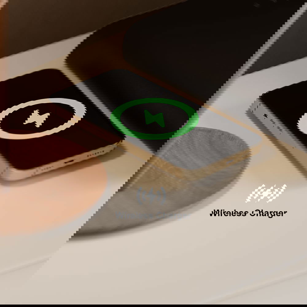 Humply Modern White Leather Smart Nightstand with Wireless Charger Drawers Bedside Table - 