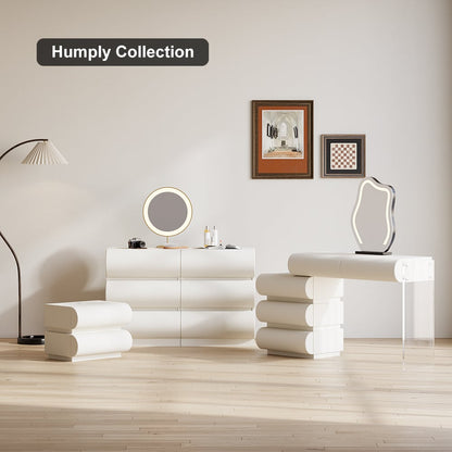 Humply Modern White Leather Smart Nightstand with Wireless Charger Drawers Bedside Table - 