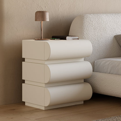 Humply Modern White Leather Smart Nightstand with Wireless Charger Drawers Bedside Table - Homary