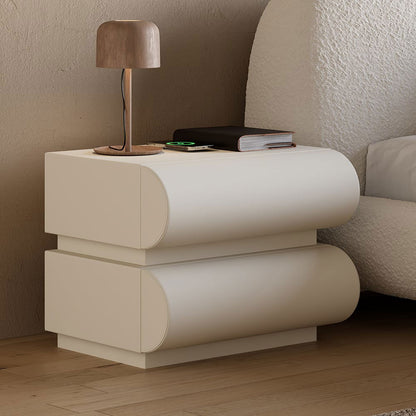 Humply Modern White Leather Smart Nightstand with Wireless Charger Drawers Bedside Table - Homary