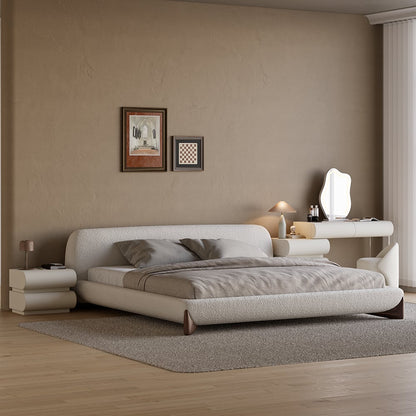 Humply Modern White Makeup Vanity Set PU Leather Dressing Table with Stool & LED Mirror - 