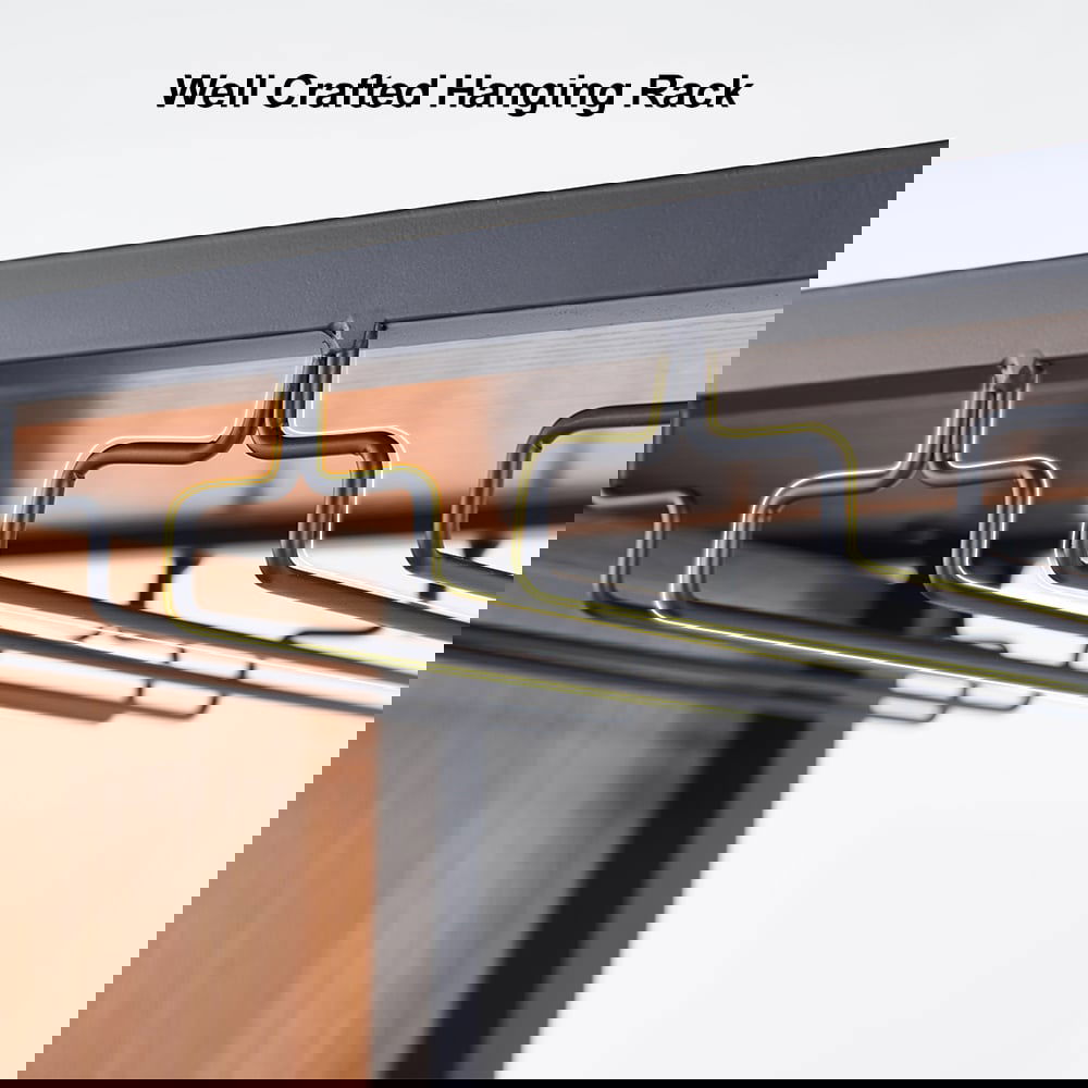 Industrial Black 5-Tier Metal Wine Cabinet with Glass Holder for Home Bar - 