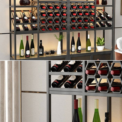 Industrial Standing Wine Rack with Glass Rack - 