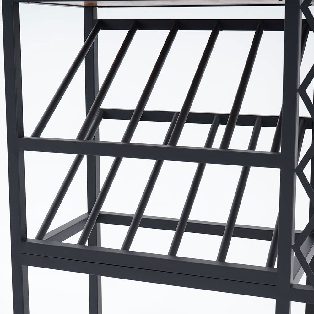 Industrial Standing Wine Rack with Glass Rack - 