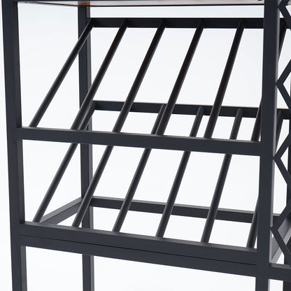 Industrial Standing Wine Rack with Glass Rack - 