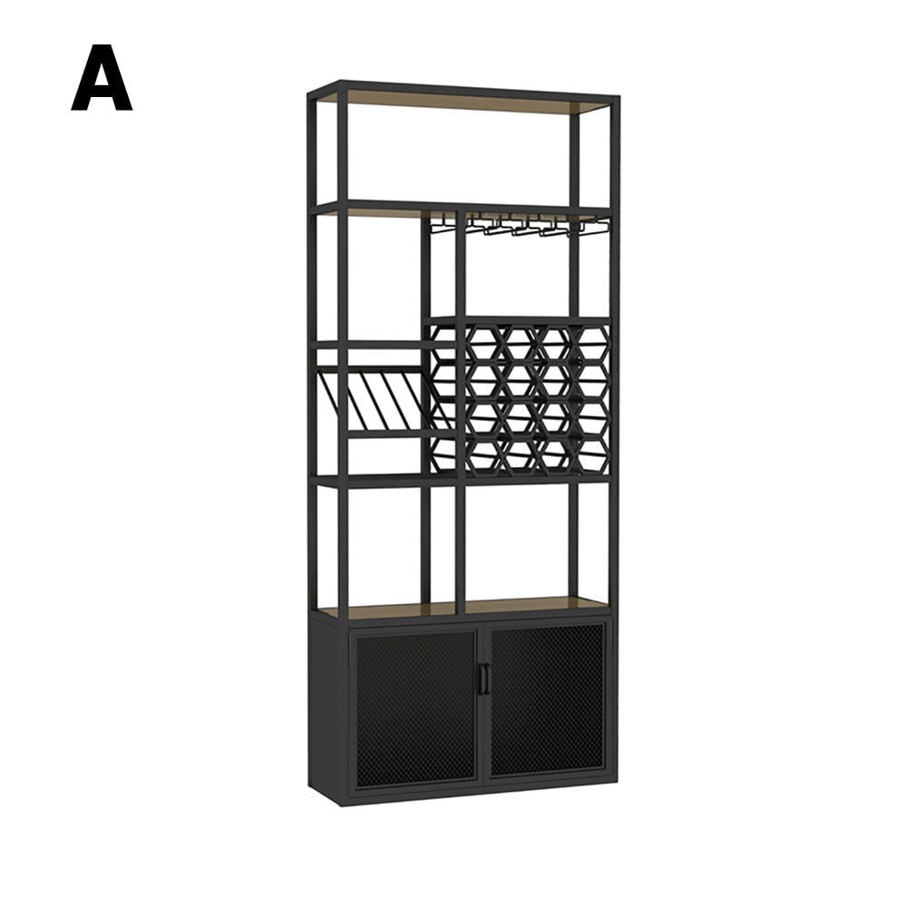 Industrial Standing Wine Rack with Glass Rack - 