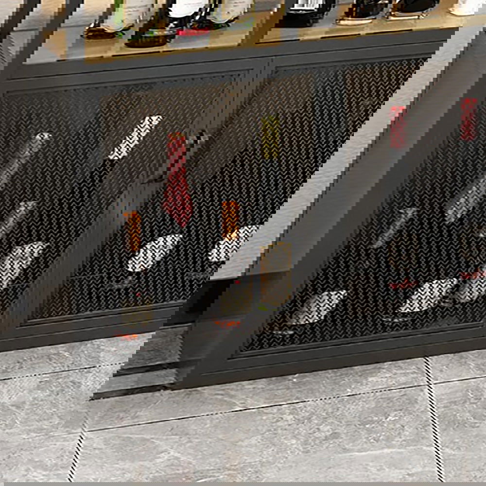 Industrial Standing Wine Rack with Glass Rack - 