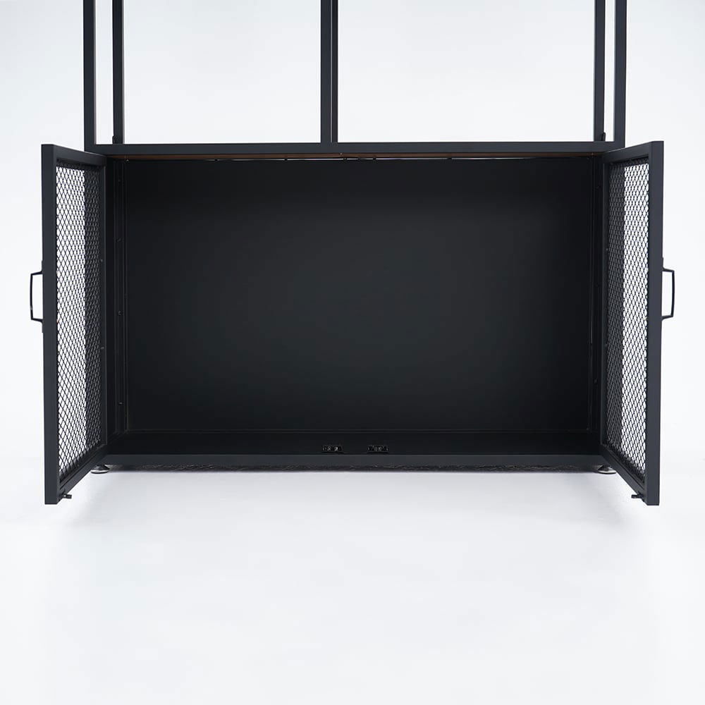 Industrial Standing Wine Rack with Glass Rack - 