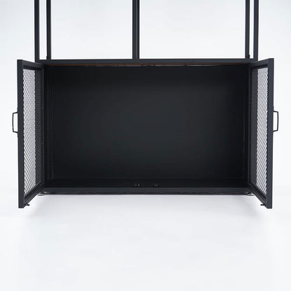 Industrial Standing Wine Rack with Glass Rack - 