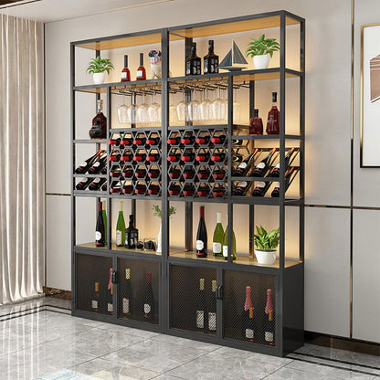 Industrial Standing Wine Rack with Glass Rack - Homary