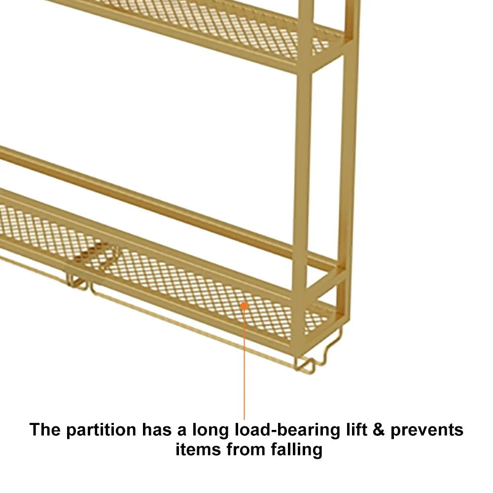 Industrial Wall Mounted Wine Rack with Bottle Rack -Gold - 