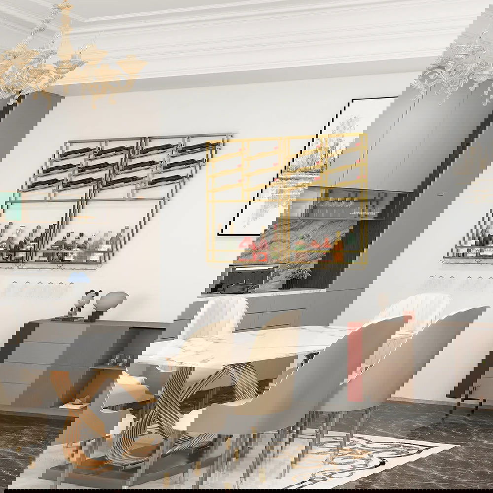 Industrial Wall Mounted Wine Rack with Bottle Rack -Gold - 