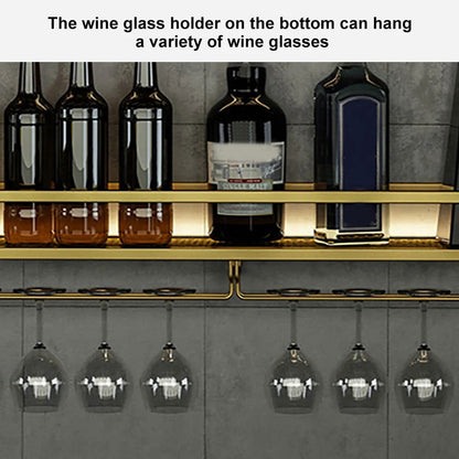 Industrial Wall Mounted Wine Rack with Bottle Rack -Gold - 