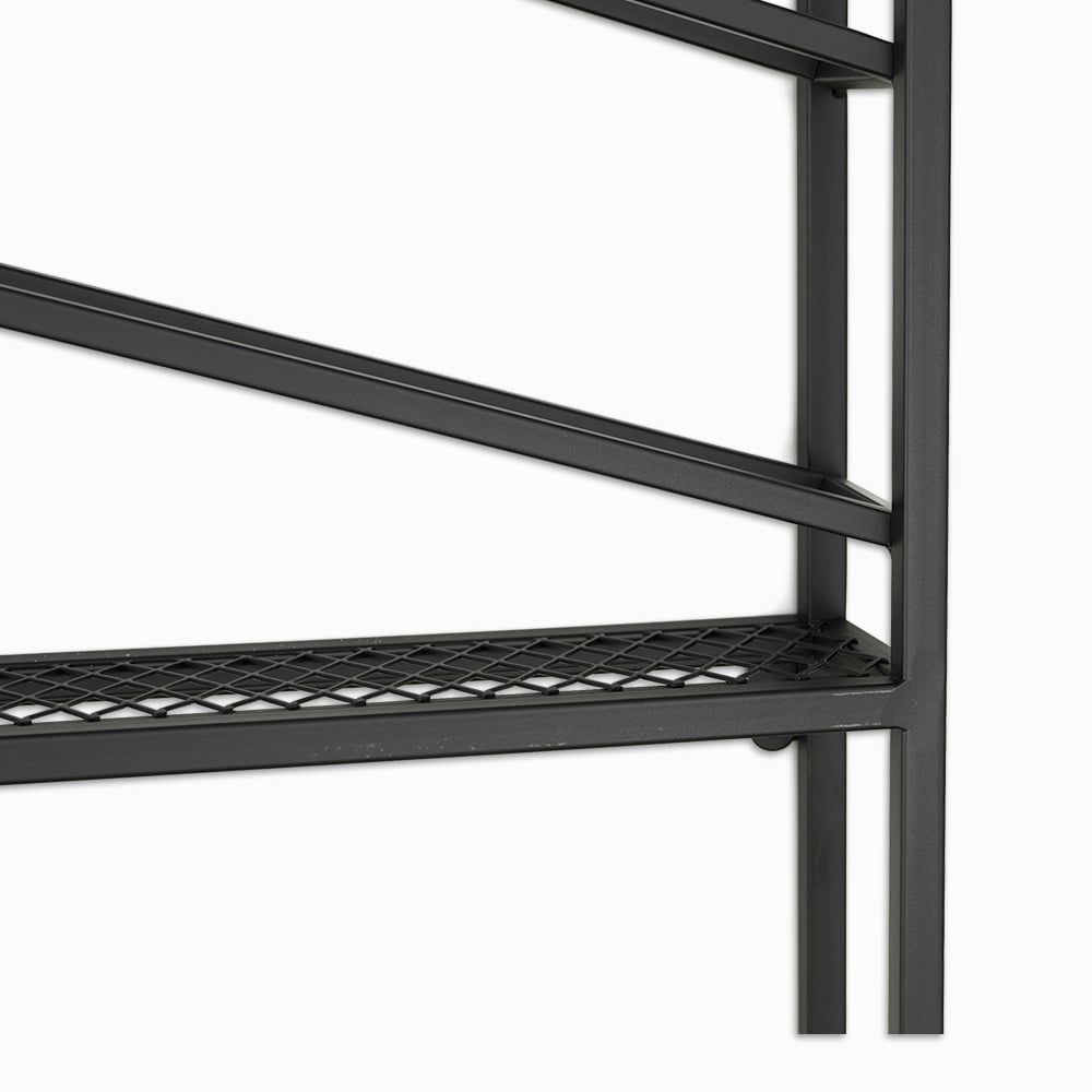 Industrial Wood & Metal Wall Mounted Black Wine Rack with Glass & Bottle Rack - 