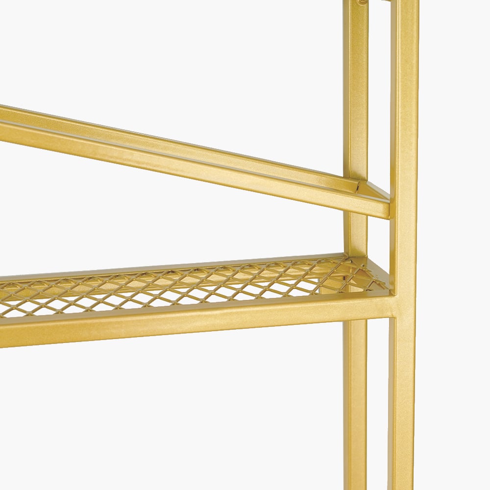 Industrial Wood&Metal Wall Mounted Gold Wine Rack with Glass & Bottle Rack - 