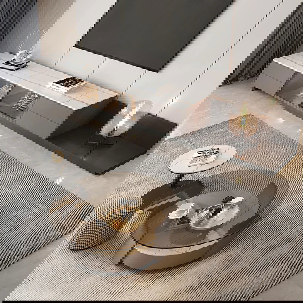 Italian Style Retractable TV Stand with 4 Drawers & LED Light for TV Up to 3048mm - 