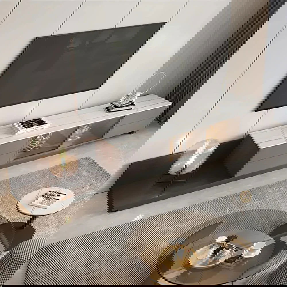 Italian Style Retractable TV Stand with 4 Drawers & LED Light for TV Up to 3048mm - 