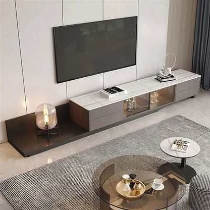 Italian Style Retractable TV Stand with 4 Drawers & LED Light for TV Up to 3048mm - 