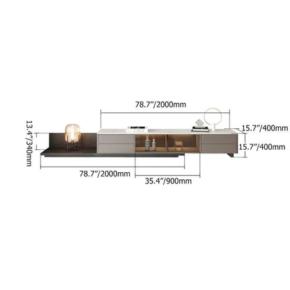 Italian Style Retractable TV Stand with 4 Drawers & LED Light for TV Up to 3048mm - 