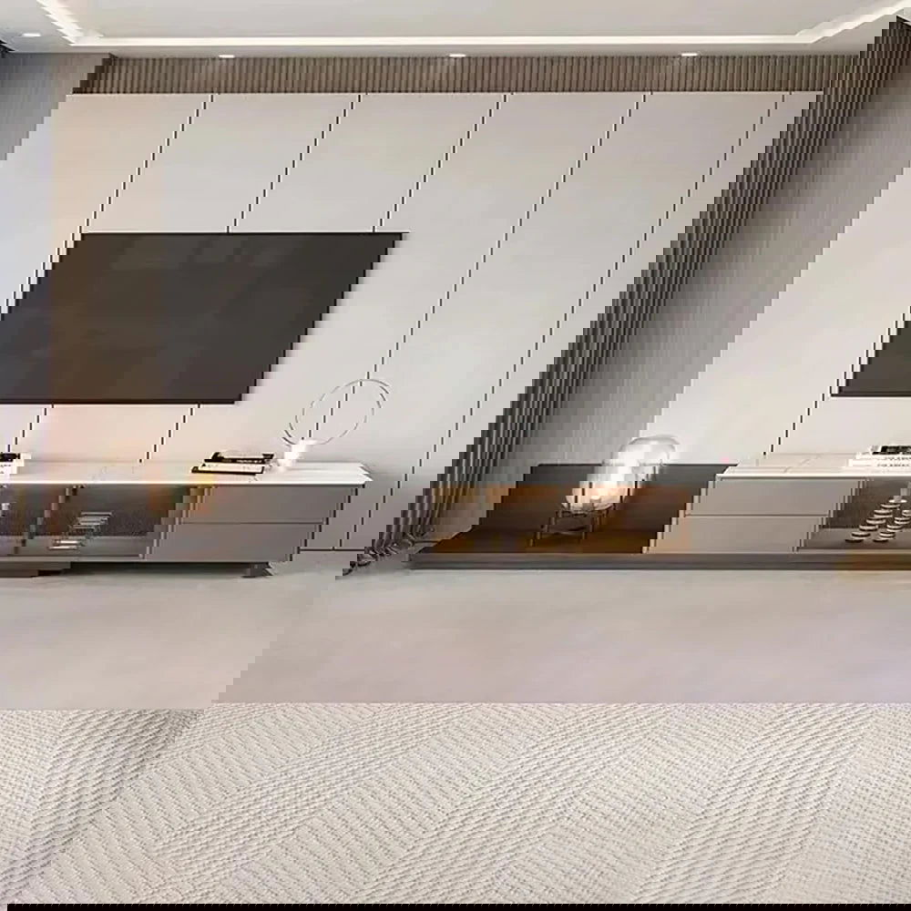 Italian Style Retractable TV Stand with 4 Drawers & LED Light for TV Up to 3048mm - Homary