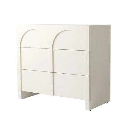 Japandi Cream White Dresser Nordic Arch Chest of 3 Drawers Storage Cabinet - 