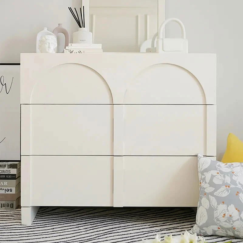 Japandi Cream White Dresser Nordic Arch Chest of 3 Drawers Storage Cabinet - Homary