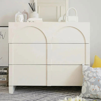 Japandi Cream White Dresser Nordic Arch Chest of 3 Drawers Storage Cabinet - Homary
