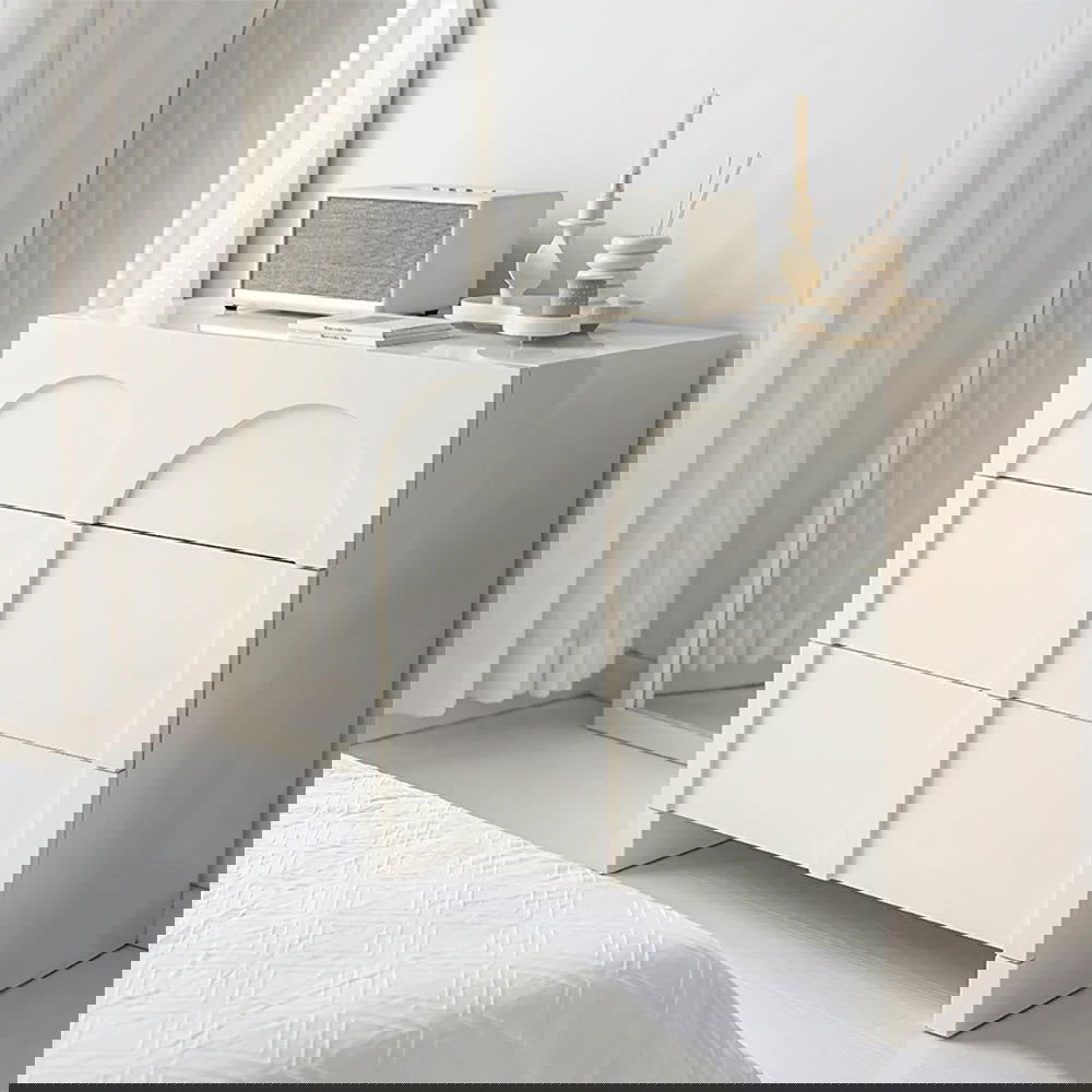 Japandi Cream White Dresser Nordic Arch Chest of 3 Drawers Storage Cabinet - Homary